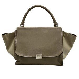 Auth CELINE Trapeze Medium - Gray Leather Suede Handbag